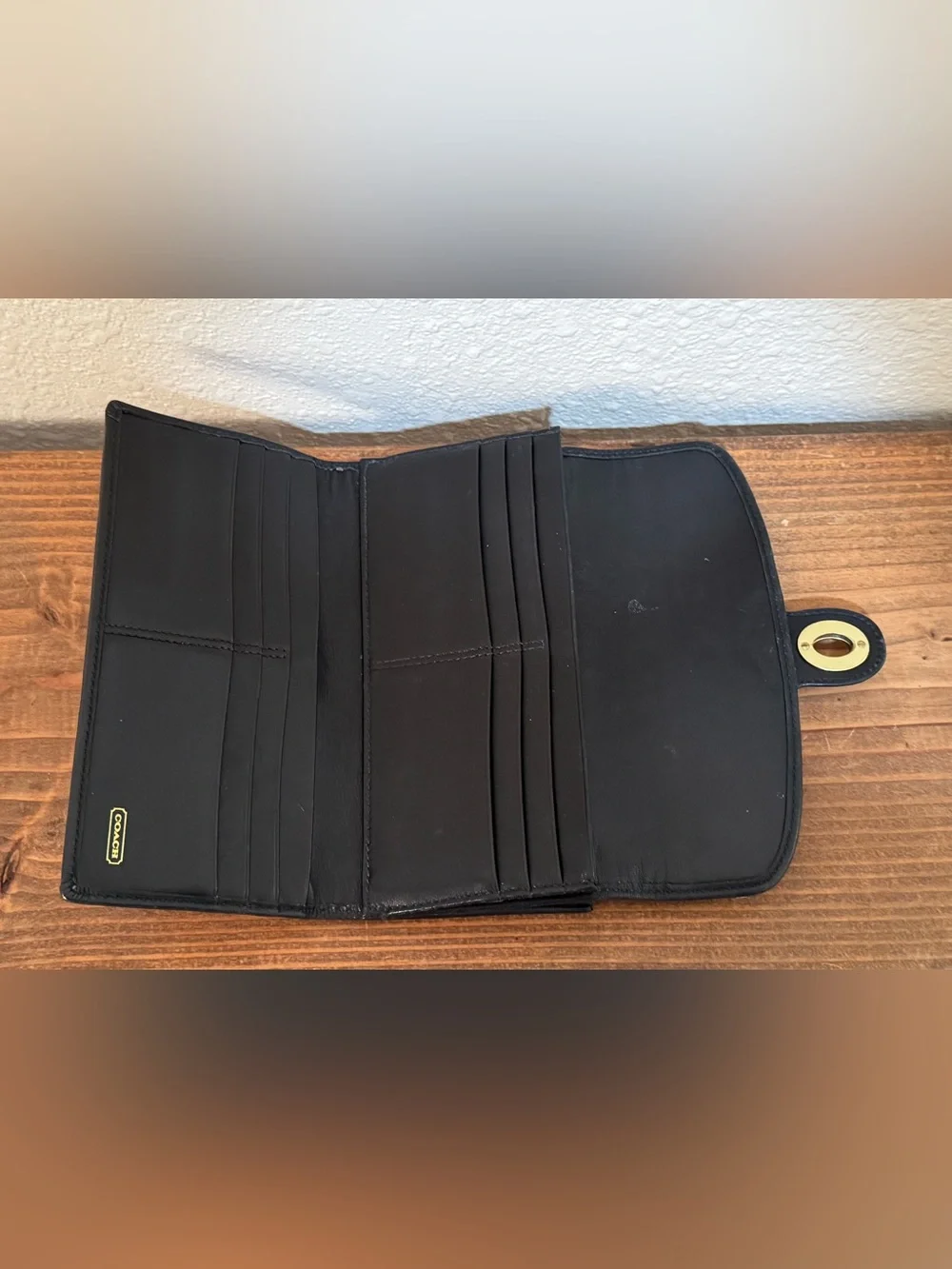 Coach Legacy Signature C Turnlock Long Wallet Brown Black